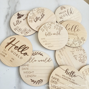 Cartes de développement mensuel en bois pour bébé, accessoires photo « Hello World » pour nouveau-né, disques d'annonce de naissance, souvenir de croissance mensuelle, décoration de chambre d'enfant - Product Image 3