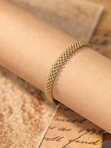 Pulsera de eslabones cubanos en capas de acero inoxidable chapado en oro de 18 quilates para mujer, estilo retro, impermeable, resistente al deslustre, pulsera de tenis de moda - Product Image 5