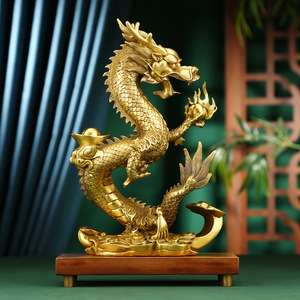 Ornement porte-bonheur Dragon en cuivre, décoration de bureau Feng Shui, cadeau de bureau, décoration de bon augure pour le Nouvel An chinois - Product Image 3