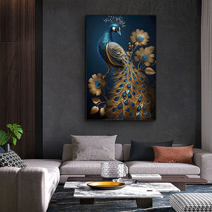 Домашний декор, роскошная живопись павлина, гостиная, крыльцо, холст, Хрустальный фарфор, картина высокого качества, подвесное искусство - Product Image 2