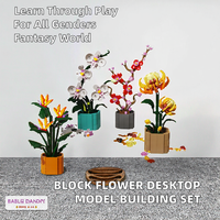 4 Pcs Set Blok Bangunan Bunga Botani Burung Cendrawasih Anggrek Plum Blossom Krisan Tanaman Bata DIY Dekorasi Meja Hadiah