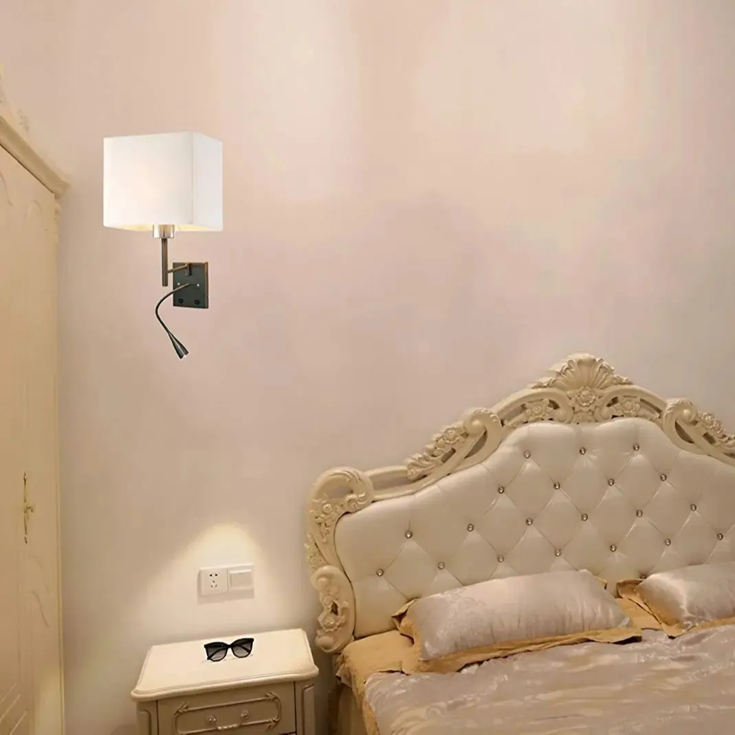 ผลิตปรับแต่งการต้อนรับของโรงแรมห้องพักโคมไฟติดผนังโคมไฟติดผนังห้องนอนข้างเตียงพร้อมไฟ LED อ่านหนังสือ