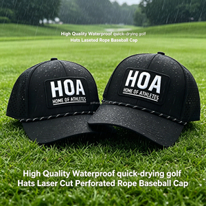 OEM High Quality Custom Logo 6 Panel Baseball <b>Cap</b> Waterproof Breathable Golf Hat Adjustable Rope Closure for Men <b>Women</b> Golfers - Product Image 2