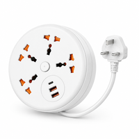 Adaptateur de voyage universel multi-pays, norme européenne, norme britannique, ignifuge, 4 prises, 2 USB-A, 1 USB-C