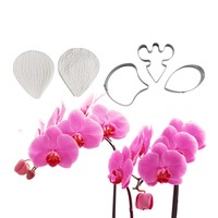 Homesun HY Gumpaste Papillon Orchidée Pétale Silicone Veiner Cutter Set Fondant Gâteau Moule