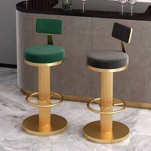 New Listing Modern Hotel Furniture Gold Metal Swiveling Padded <b>Backrest</b> Chair Counter <b>Bar</b> <b>Stools</b> Luxury - Product Image 6