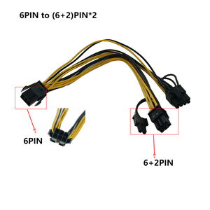 Thương hiệu mới kép PCIe 8 dây dẫn đồng Card đồ họa PCI-E GPU dữ liệu Splitter cáp 6 + 2 pin PCI kép PCIe PVC cáp điện - Product Image 2