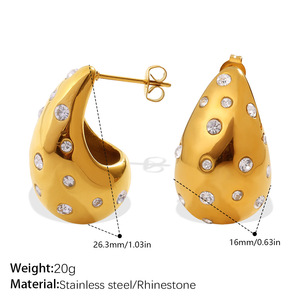 Luxury 14k 18k Gold Plated 316L Stainless Steel <b>Titanium</b> Fashion Jewelry Zircon Earrings for Women - Product Image 5
