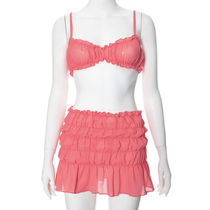 Summer New Solid Color Halter <b>Sexy</b> Top Low Waisted Skirt Women's 2 Piece <b>Set</b> Fashion - Product Image 6