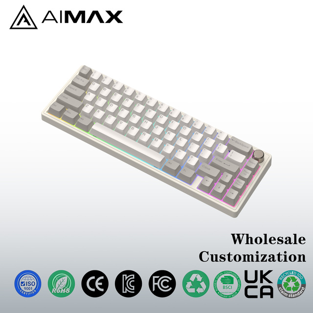 66% Wireless Programmable Mechanical Keyboard RGB Tri-Mode BT/2.4G/USB Knob Design Low Latency Gaming Durable PBT Keycaps