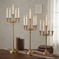 Candélabre de table moderne nordique vintage en métal doré et argenté, à 5 bras, en fer, pour décoration de centre de table de mariage et d'événements