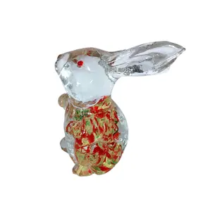 Preço de fábrica Personalizado Handmade Murano Glass Rabbit Figurine Art Glass Hare Craft para Decoração Home para Presentes de Natal