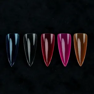 Pontas de unhas ultrafinas para gel, pontas de unhas falsas cor escura para unhas