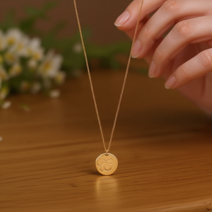 Collar con colgante de letra E de acero inoxidable, 1,9 cm, de una sola cara, joyería de moda para mujer - Product Image 2