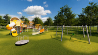 Structure de jeu extérieure commerciale à plancher incurvé avec toboggan tubulaire, arche d'escalade avec filet, balançoire nid et tourne-terre pour parcs communautaires et écoles