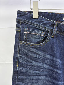 Boutiques d'acheteurs Indigo 100% coton taille basse crayon bleu profond pantalon en denim skinny slim pour hommes jean délavé de style hip-hop et utilitaire - Product Image 2