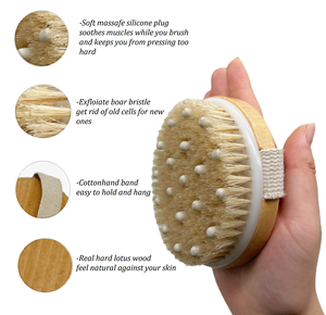 Brosse <span class=keywords><strong>de</strong></span> <span class=keywords><strong>bain</strong></span> en bois, brosse pour le corps humide et sec, brosse exfoliante, gommage corporelle - Product Image 4
