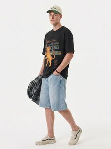 T-shirt noir surdimensionné pour homme VAMTAC avec imprimé tigre, style streetwear, col rond, manches courtes, jersey de coton, design respirant - Product Image 5