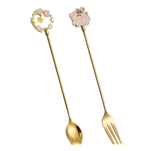 Nouvelle mode 304 couverts en acier inoxydable fourchette cuillère dessin animé argenterie cuillère à Dessert fourchette à fruits cuillère à café ensemble <span class=keywords><strong>de</strong></span> couverts - Product Image 5