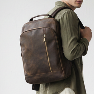 Designer Luxury 15.6 Inch Crazy <strong>Horse</strong> Leather Laptop <strong>Backpack</strong> for Men Custom Business Travel Bag for Outdoor Activities - Product Image 1