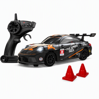 Coche RC de Aleación a Escala 1:64 con Control Remoto Eléctrico, Luces LED, Proporcional 2.4G, Juguete de Carreras, Regalo para Niños, Coche RC de Derrape