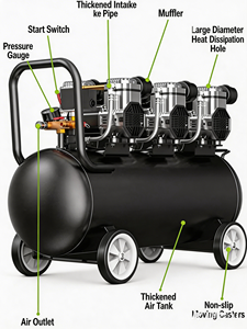 <span class=keywords><strong>Compresseur</strong></span> d'air portable industriel 220V à piston, <span class=keywords><strong>sans</strong></span> <span class=keywords><strong>huile</strong></span>, silencieux, refroidi par air, <span class=keywords><strong>100L</strong></span>/min, du meilleur fabricant - Product Image 2