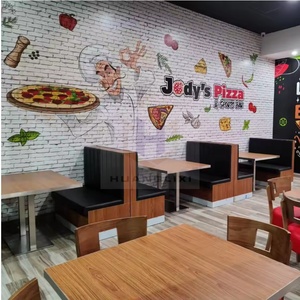 Đồ Nội Thất Bảng Màu Đỏ PU Pad Và Ghế Mì Ống Bánh Pizza Thức Ăn Nhanh Nhà Hàng Bàn Ăn Tiêu Chuẩn Ghế Bằng Gỗ Hiện Đại K/D - Product Image 4