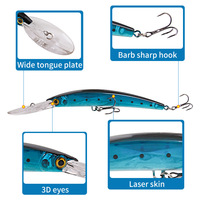 Luya 20cm 23g perles cliquetis renforcé pêche en mer appât dur artificiel longue portée flottant méné longue langue plaque basse ABS