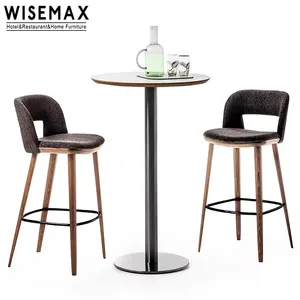 WISEMAX FURNITURE taburete de silla de Bar de madera maciza de lujo nórdico, silla de comedor de Bar moderna Simple, silla de Bar de cocina gris de terciopelo