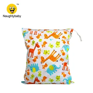 Travel Cloth Windel Wet Bag Zwei Taschen Windel Eimer Liner Wasserdichte Tasche Print Naughty Baby Zipper Bag Double Zipper