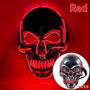 Masque de fête LED lumineux pour Halloween, Noël, anniversaire, avec inscription noire, en PVC, écologique, réutilisable, masque facial d'<span class=keywords><strong>horreur</strong></span> rechargeable - Product Image 6