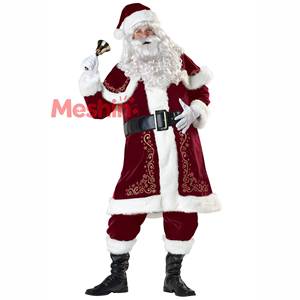 Costume de Père Noël rouge en velours de luxe, très vendu, pour homme, famille, adulte, fête, festival, cosplay de Noël - Product Image 2