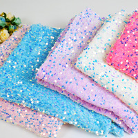 Tissu en velours bleu à paillettes de 5 mm, extensible, pour robe de femme, prix de gros