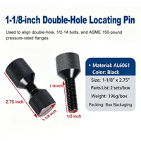 Pièces usinées CNC sur mesure en aluminium AL6061, goupille de positionnement à double trou de 1 1/8 pouce, goupille de centrage moletée pour le positionnement des brides