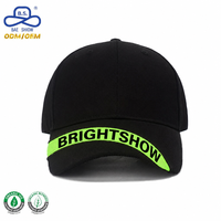 Nieuw Ontwerp Grote Gestreepte Logo Baseballpet 100% Polyester Oxford Stof Zwart Geblokkeerde Kleur Voor Unisex Street Casual Dagelijkse Kleding