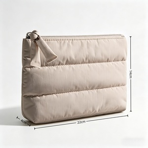 Bolsa de Maquillaje Acolchada Personalizada, Bolsa de Cosméticos Portátil con Cierre Decorativo, Organizador de Viaje Resistente al Agua para Mujer - Product Image 6