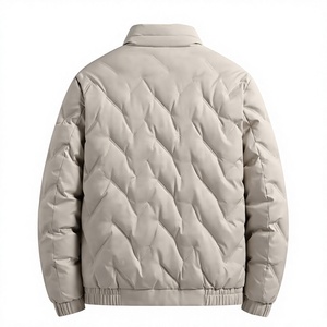 Veste matelassée d'hiver de luxe décontractée pour homme ZEDDISH CLOTHING - Tissu tricoté respirant uni sur le devant, col montant en laine - Product Image 4