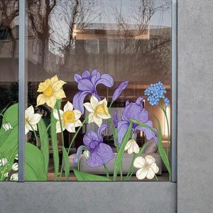 1 Rotolo di Adesivi Elettrostatici in PVC <span class=keywords><strong>per</strong></span> Vetrine di Negozi di Piante e Fiori, Decorazione con Fiori Viola <span class=keywords><strong>per</strong></span> Porte e Finestre - Product Image 5