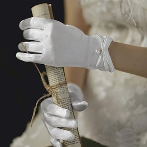 Fonte di vendita diretta della fabbrica europea e americana sposa di raso guanti da sposa guanti da donna di fascia alta - Product Image 2