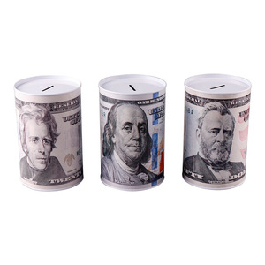 1 pièce Tirelire cylindrique créative en fer, boîte à monnaie Euro Dollar avec serrure à clé antivol, pour économies domestiques et décoration intérieure - Product Image 3