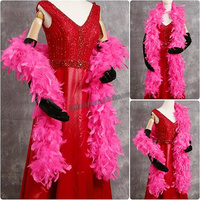 Bufanda Verde, Roja y Rosa de Plumas de Pavo Chandelle para Decoración de Fiestas en Casa, Bodas, Festivales, Manualidades, Disfraces, Vestidos de Baile
