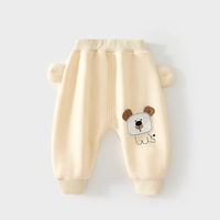 Pantalones Deportivos para Bebés, Forrados de Felpa, de Algodón, con Estampado de Dibujos Animados, Cintura Media, para Bebés con Trasero Grande