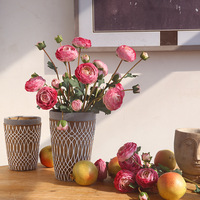 Bunga Sutra Buatan Tangan Peony Ranunculus Kelas Atas untuk Dekorasi Ruangan, Hadiah Ulang Tahun, Hari Valentine, Natal