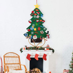 Nouvel Arbre de Noël en Feutre Polyester Fait Main pour Enfants, Ornement Suspendu Non Tissé pour Porte, Décorations de Noël Éducatives à Faire Soi-Même - Product Image 5