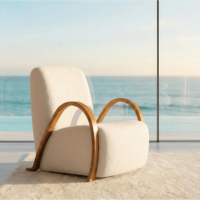 Goldener Teakholz Öko-Freundlicher Moderner Einzelsessel Designer-Freizeitstuhl für Villa, Wohnzimmer, Hotel & Krankenhaus