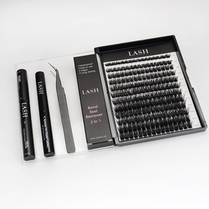 Soffice grappoli ciglia Kit Logo personalizzato Manga <span class=keywords><strong>Pre</strong></span> incollato 3d ciglia Cluster vassoi all'ingrosso - Product Image 1