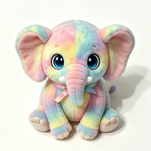 Customize Pastel Rainbow <b>Elephant</b> Plush Toy 31cm-50cm Soft Stuffed Animal for Kids Age 3+ Unisex <b>Gift</b> - Product Image 4