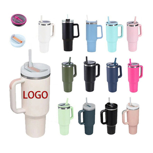Gobelet isotherme de 40 oz à grande capacité avec poignée, en acier inoxydable 304, tasse de voyage pour voiture avec couvercle à paille, logo personnalisé - Product Image 1