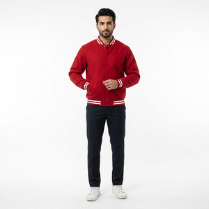 Custom <b>Men's</b> College Varsity <b>Jacket</b> Stand Collar Leather Winter Pilot Bomber Couple <b>Baseball</b> Front Logo - Product Image 1
