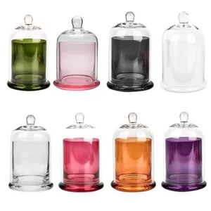 Portacandele di vetro di lusso lanterne contenitore candela vetro unico con coperchi di vetro decorazione per la casa cilindro regalo e artigianato